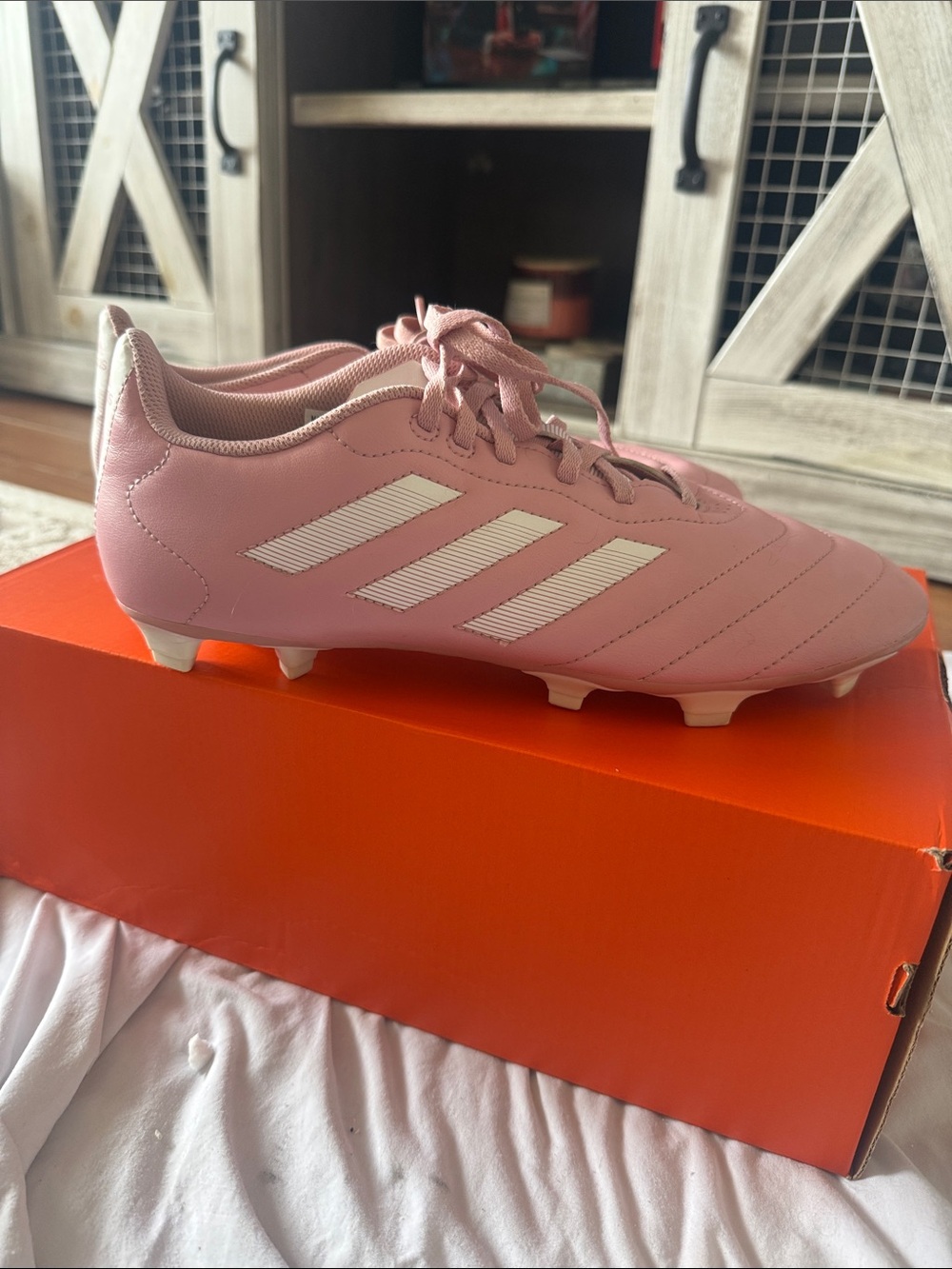 adidas Pink Soccer Cleats with White Stripes